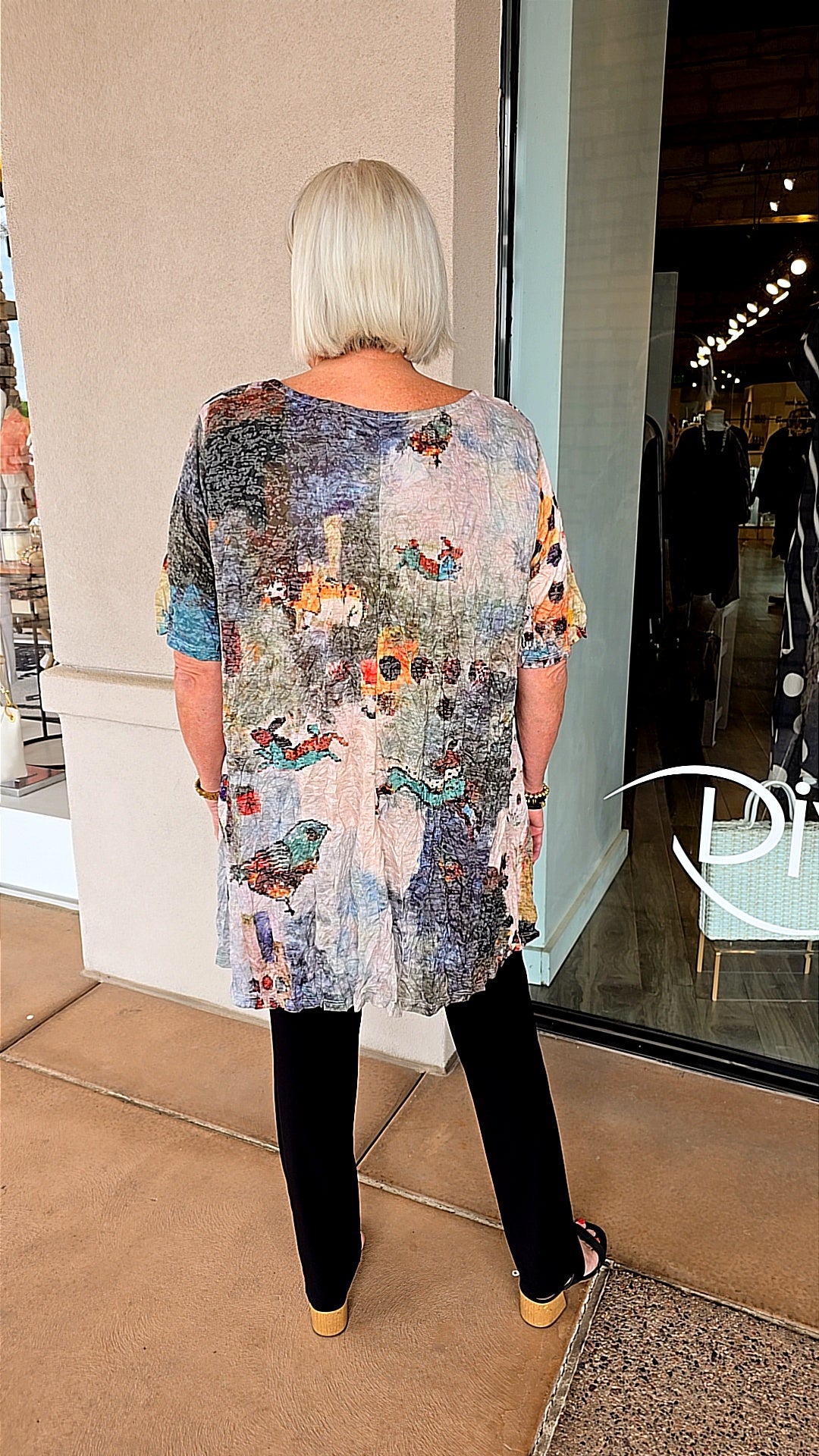 3 Potato FLWB Crinkle Long A-Line Tunic J002