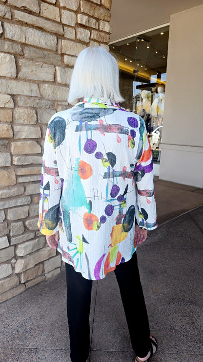 Et' Lois Printed One Pocket Half Button Top MB5408-D13N