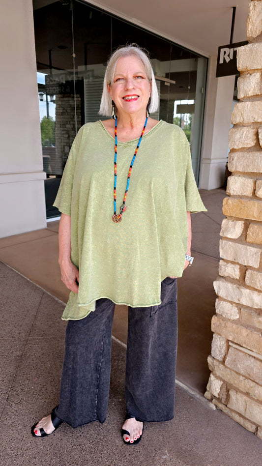Cotton Lani Cilantro One Size V-Neckline Tunic J715