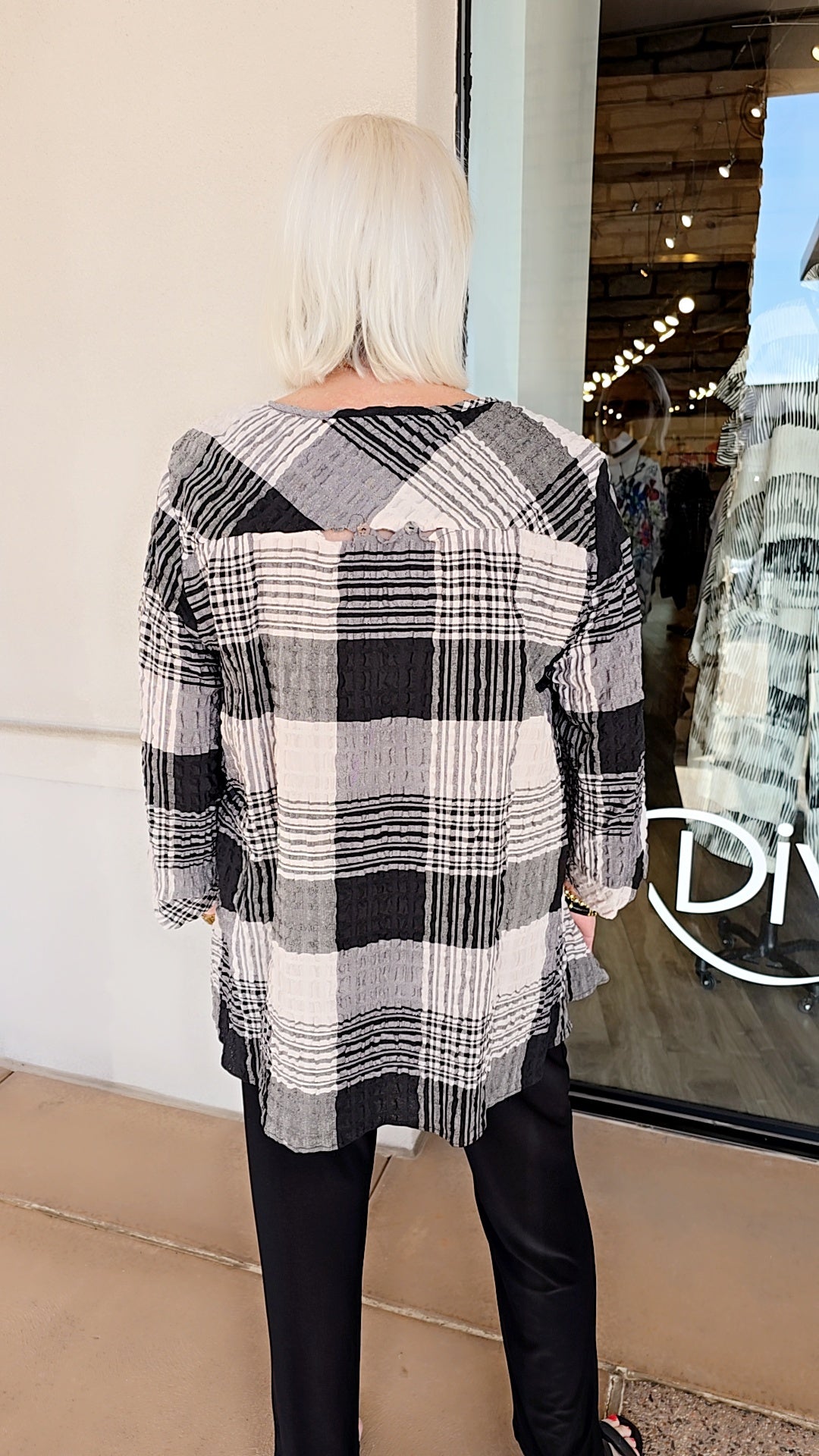Moonlight Ivory/Black Plaid Pullover Tunic 2178-M