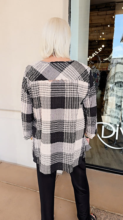 Moonlight Ivory/Black Plaid Pullover Tunic 2178-M