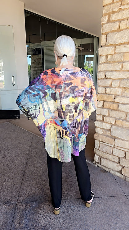 Inoah One Size Printed 2 Pocket Tunic T1514SM-AD143