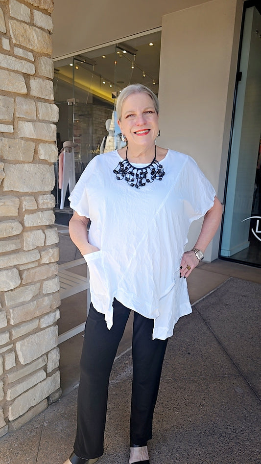 Chalet White Perrlie Crinkle Top T52104