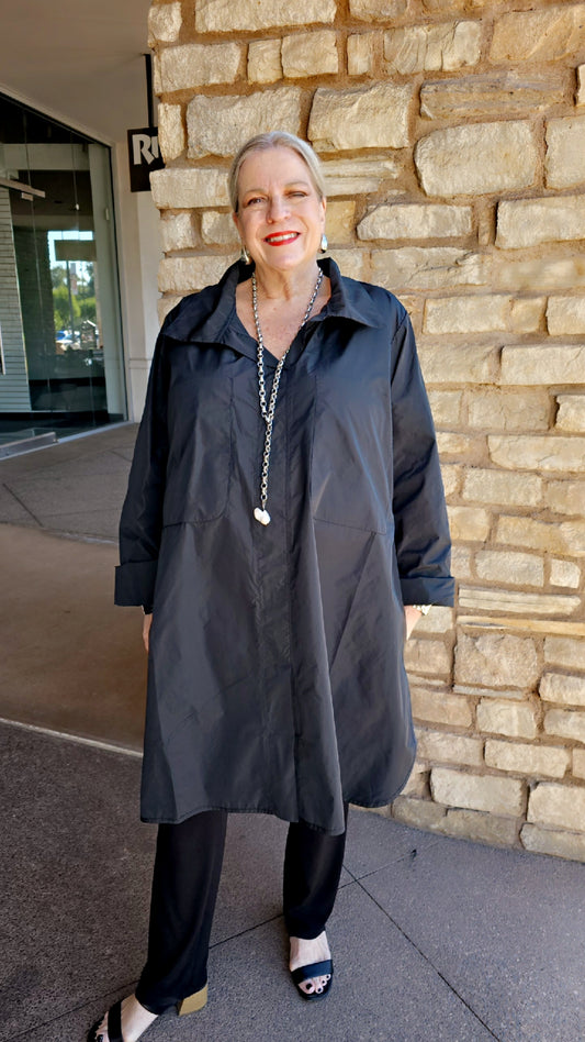 Igor Black Pullover 2 Pocket High Slit Tunic W25-76