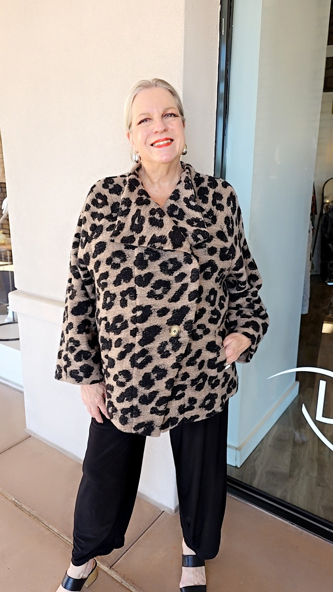 Alembika Leopard One Button Closure Jacket AJ925L