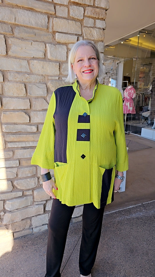 Moonlight Lime/Black Textured B/F Patch Shirt 2314