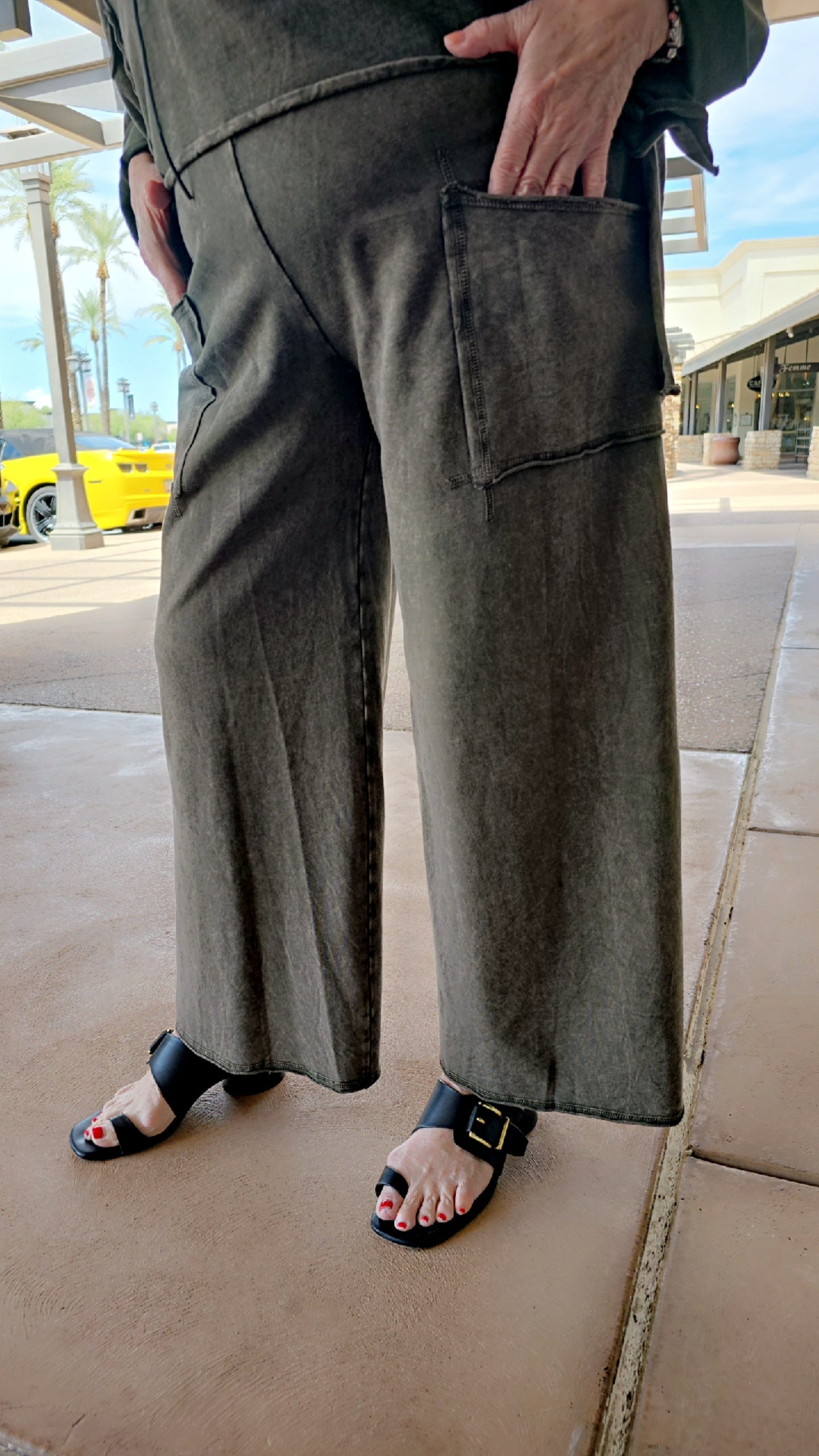 Cotton Lani Plus Size Olive Large Pocket Pant ST410