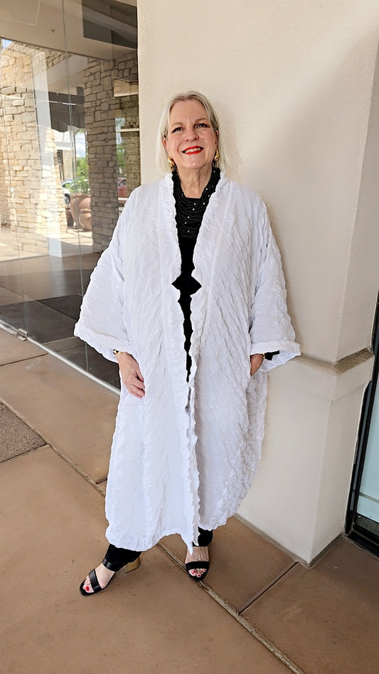 Gershon Bram White Pucker Open Front Kimono GB37171