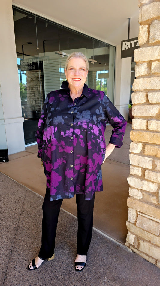 Adverb Plus Size Seaglass/Vio Cotton Well Shirt 7050