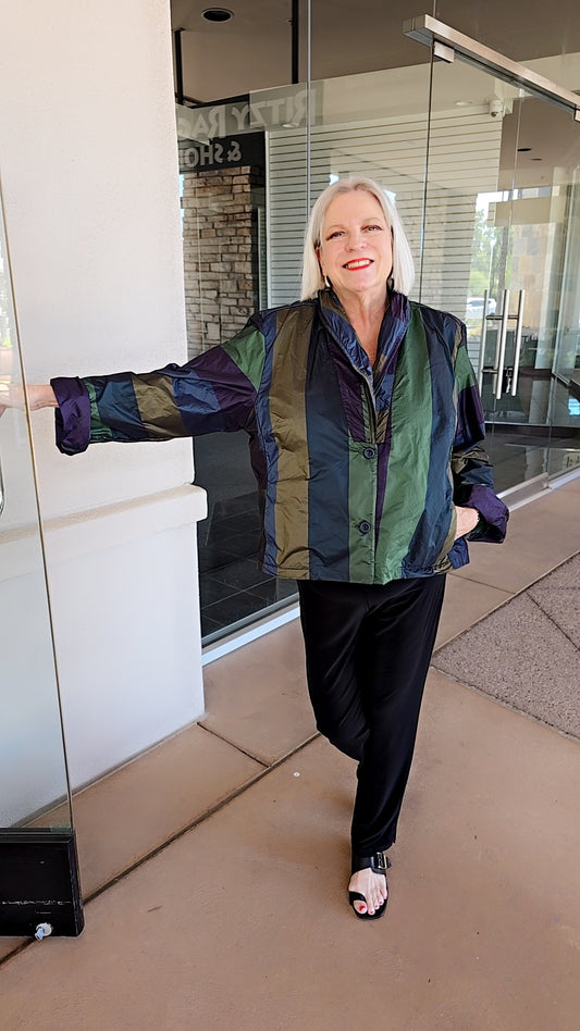 Luukka Plus Size Multi Striped Button Front Jacket 25K327