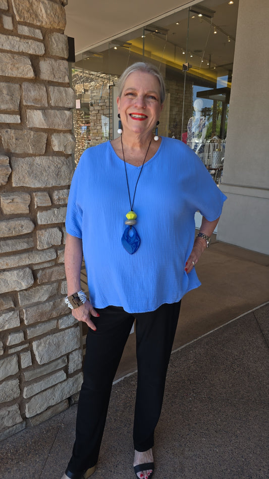 Cotton Lani Cool High Low Cotton Button Top G227