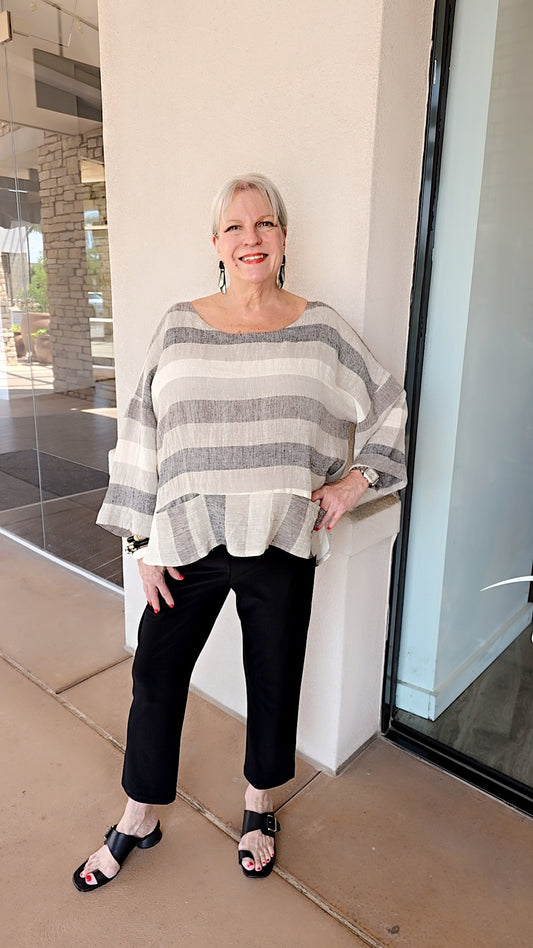 Luukka Plus Size Pocket Pullover Striped Top 25Y1111