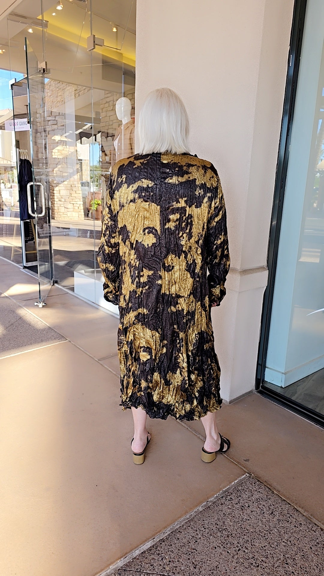 Alembika Gold/Black Tye Dye Crinkle Pullover Dress AD811G