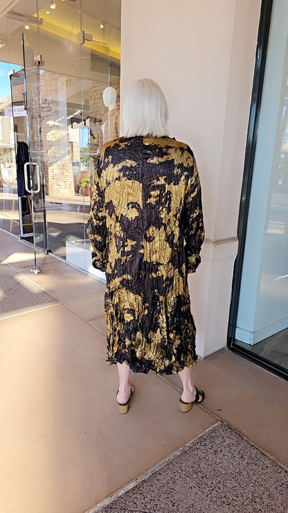 Alembika Gold/Black Tye Dye Crinkle Pullover Dress AD811G
