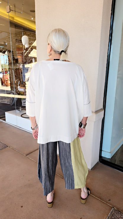 Ozai White Barcode Pullover Top 860158