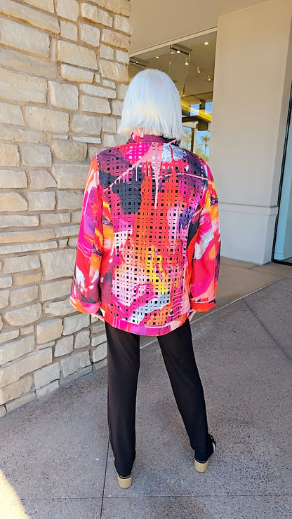 Lemongrass Rose Red Square Hole Reversible Jacket S6WJ7405