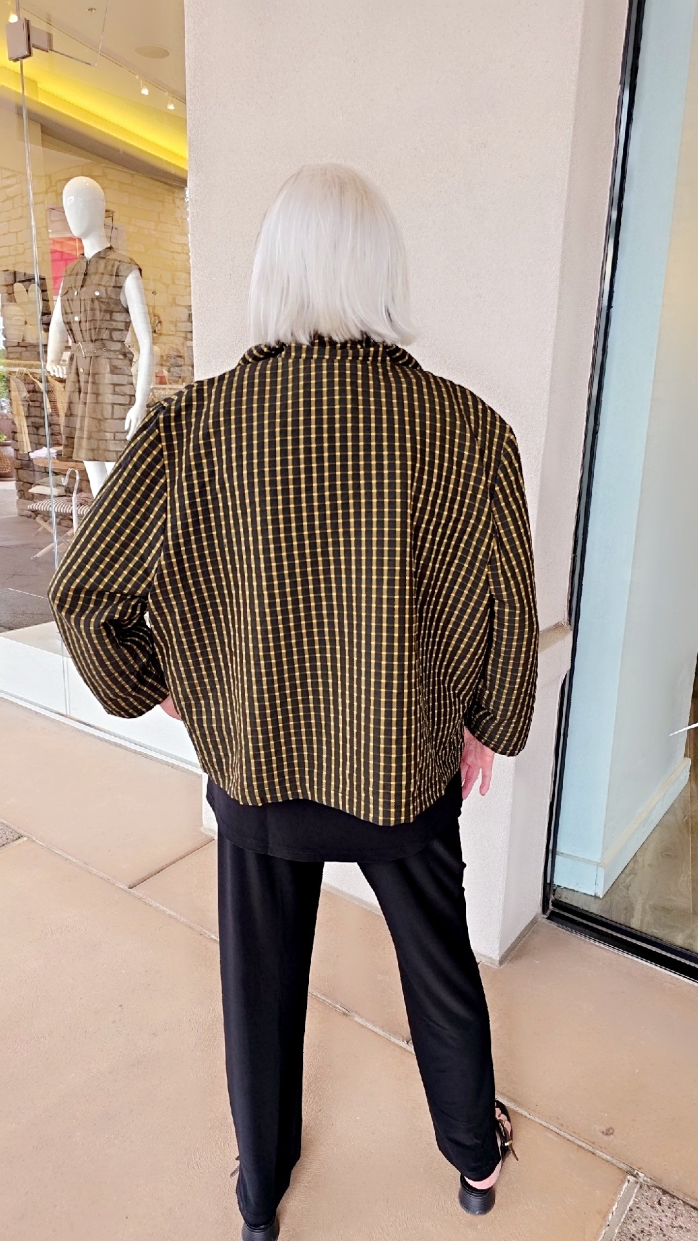 Niche Plus Size Yellow Check Short Pucker Blouse 1202115