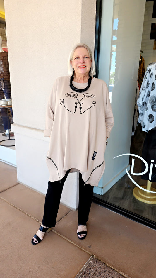 Transparente Beige Face Sweatshirt 912006