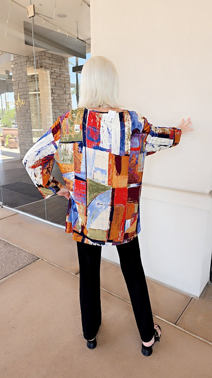 Multiples Plus Size Multi 3/4 Slv Scoop Neck Top M35503TW