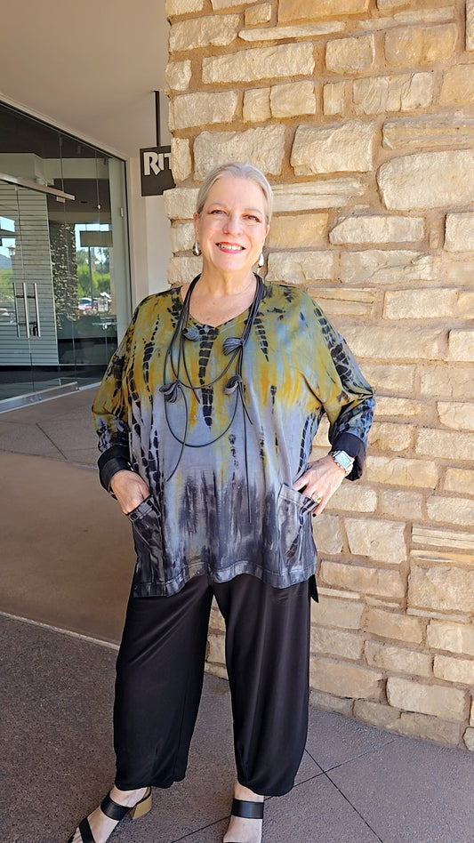 Darby Plus Size Chartreuse Tye Dye Thea Top 1807