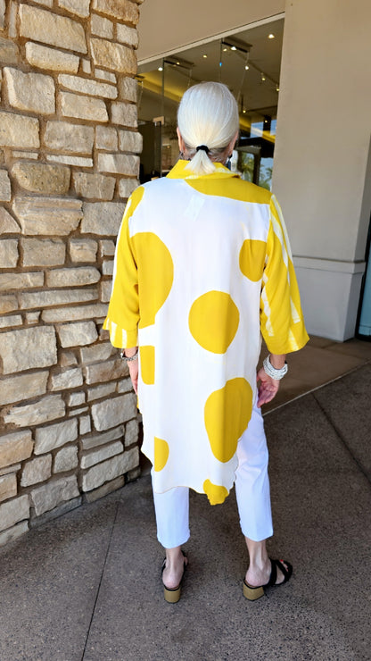 Lyng Designs Mustard Dot Button Front Tunic AS1322R