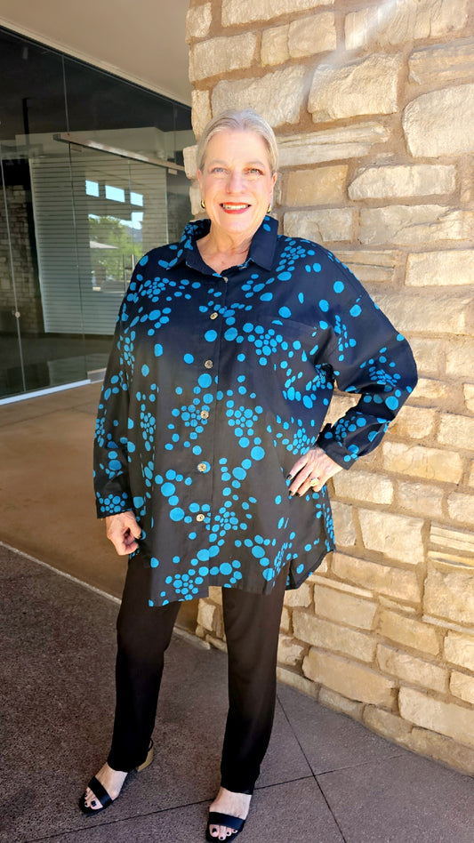 Adverb Plus Size Blue Dots Cotton Under Shirt 7064C