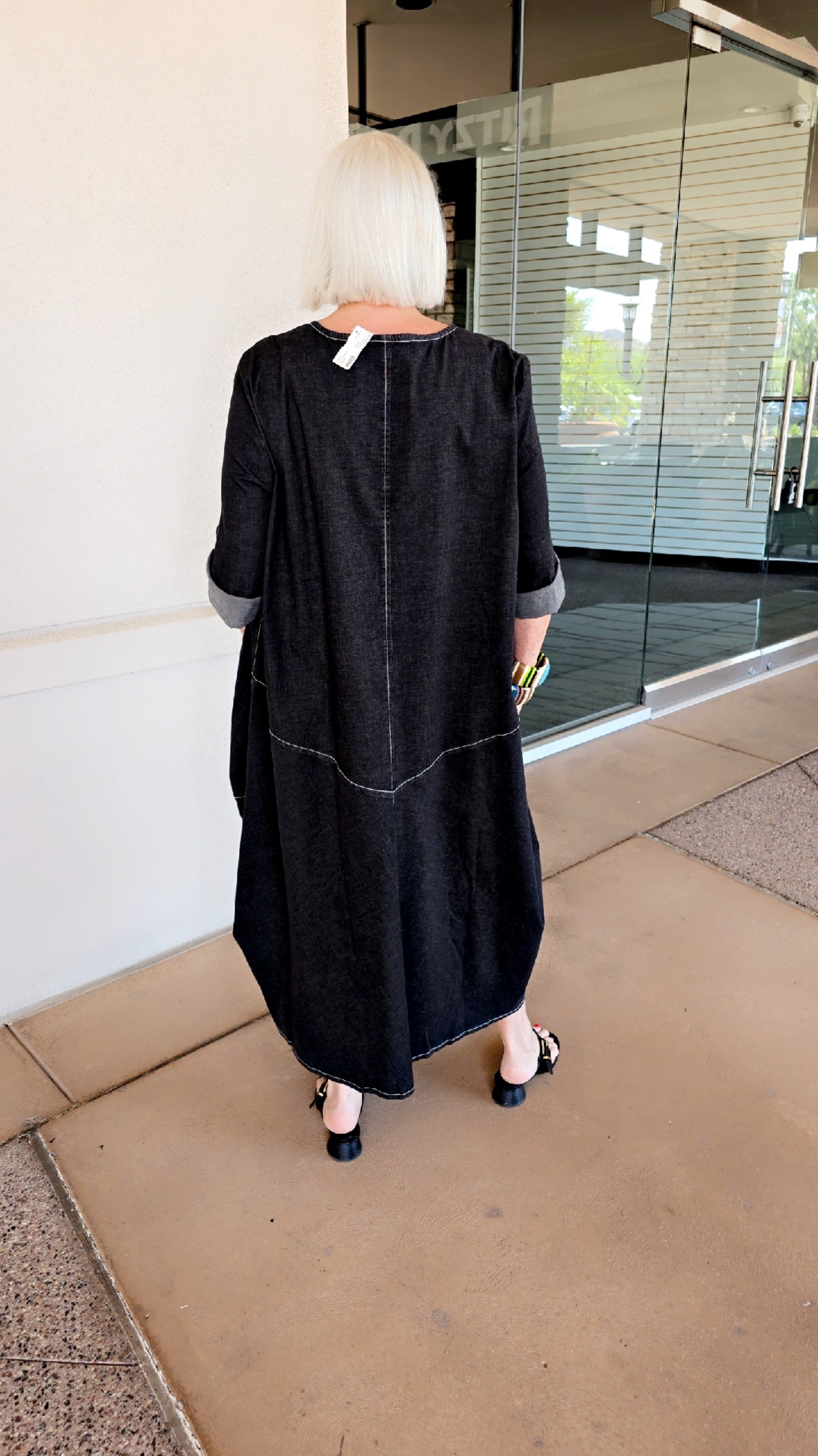 Alembika Black Denim Pullover Balloon Dress SD822B