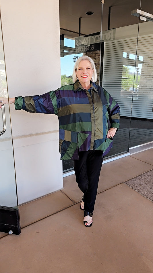 Luukka Plus Size Multi Striped Button Front Shirt 25K1131