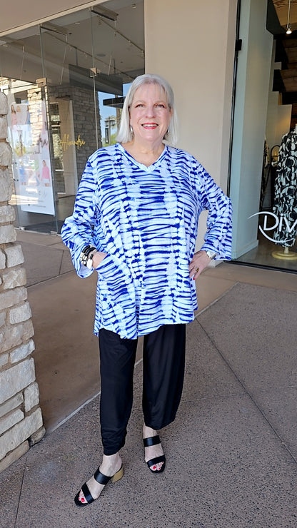 Cotton Lani Plus Size White Pullover One Pocket Tunic OA314