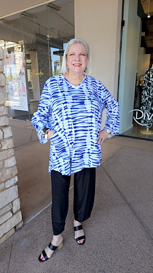 Cotton Lani Plus Size White Pullover One Pocket Tunic OA314