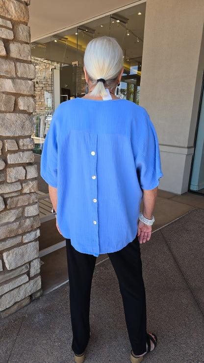 Cotton Lani Cool High Low Cotton Button Top G227