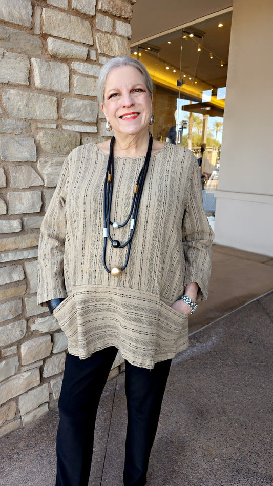 Cut Loose Bark Linen/Cotton 2 Pocket Top 5147691