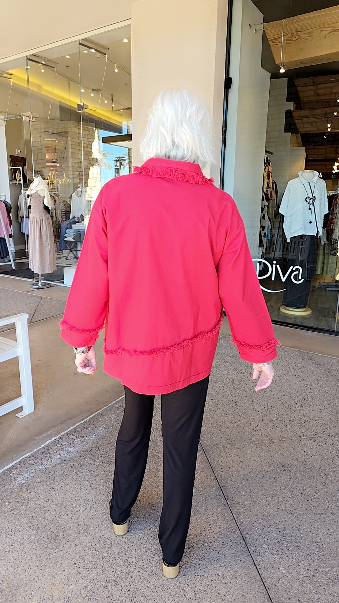 M Square Scarley Acce Red Contrast Fringe Top CN2229