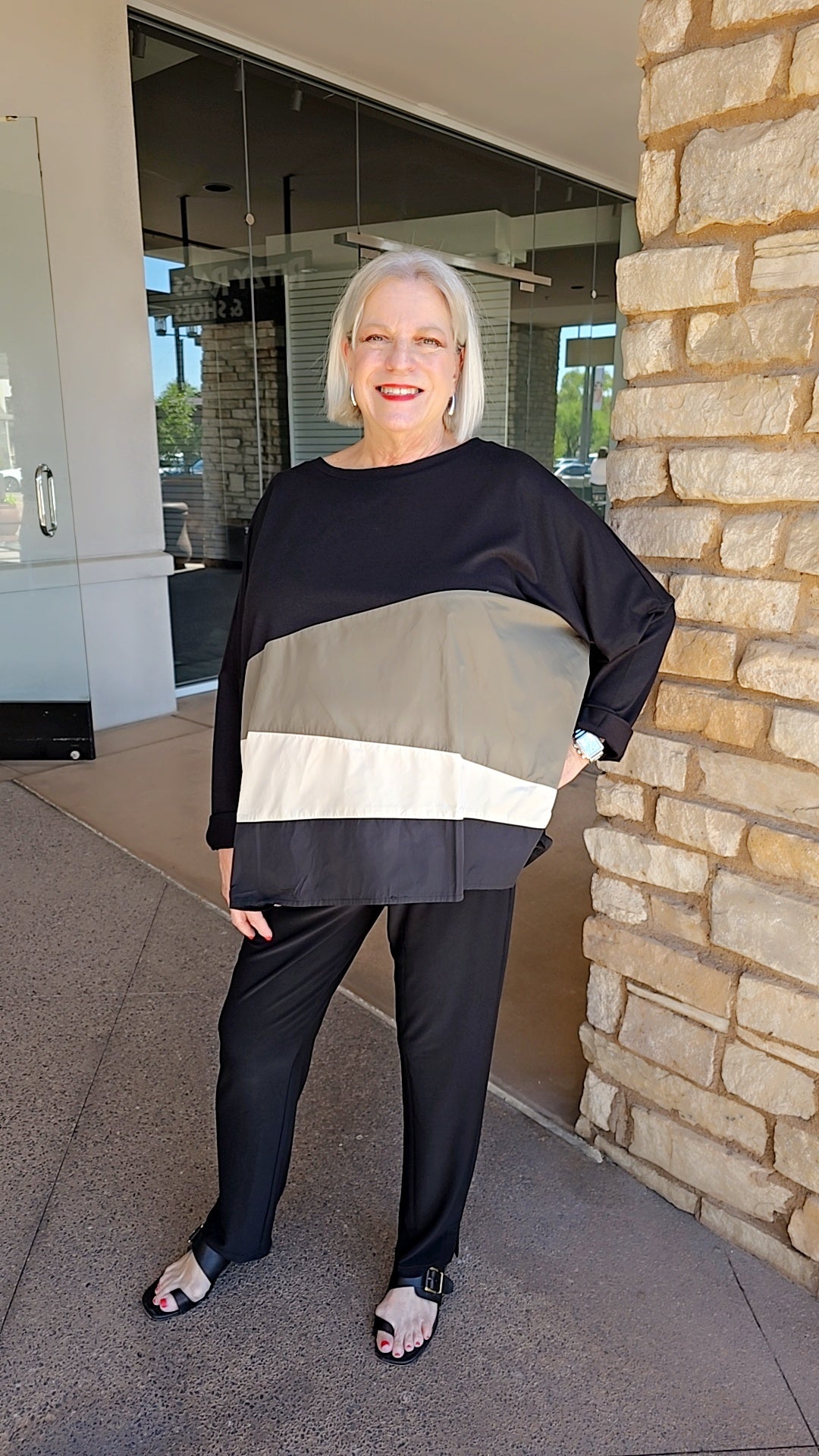 Luukka Plus Size Black/Olive 2 Tone Rane Top 25K1132