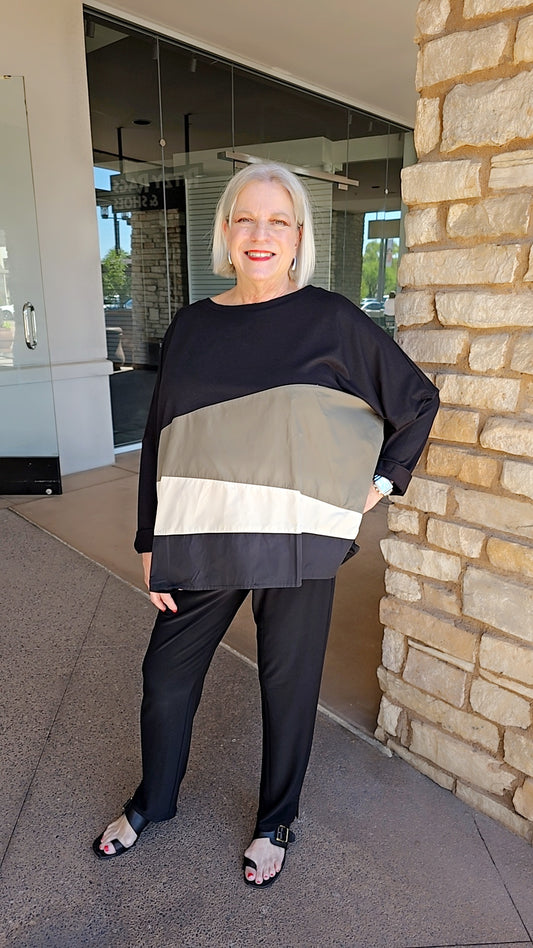 Luukka Plus Size Black/Olive 2 Tone Rane Top 25K1132