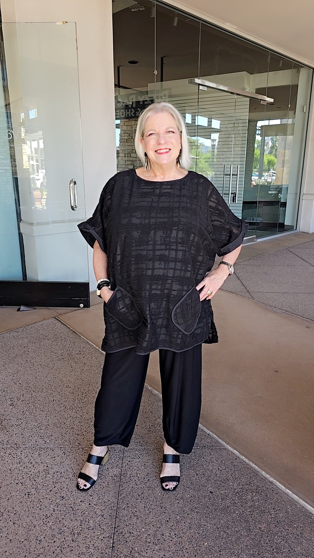 Luukka Black Sheer Solara Burnout Knit Top C25K1113