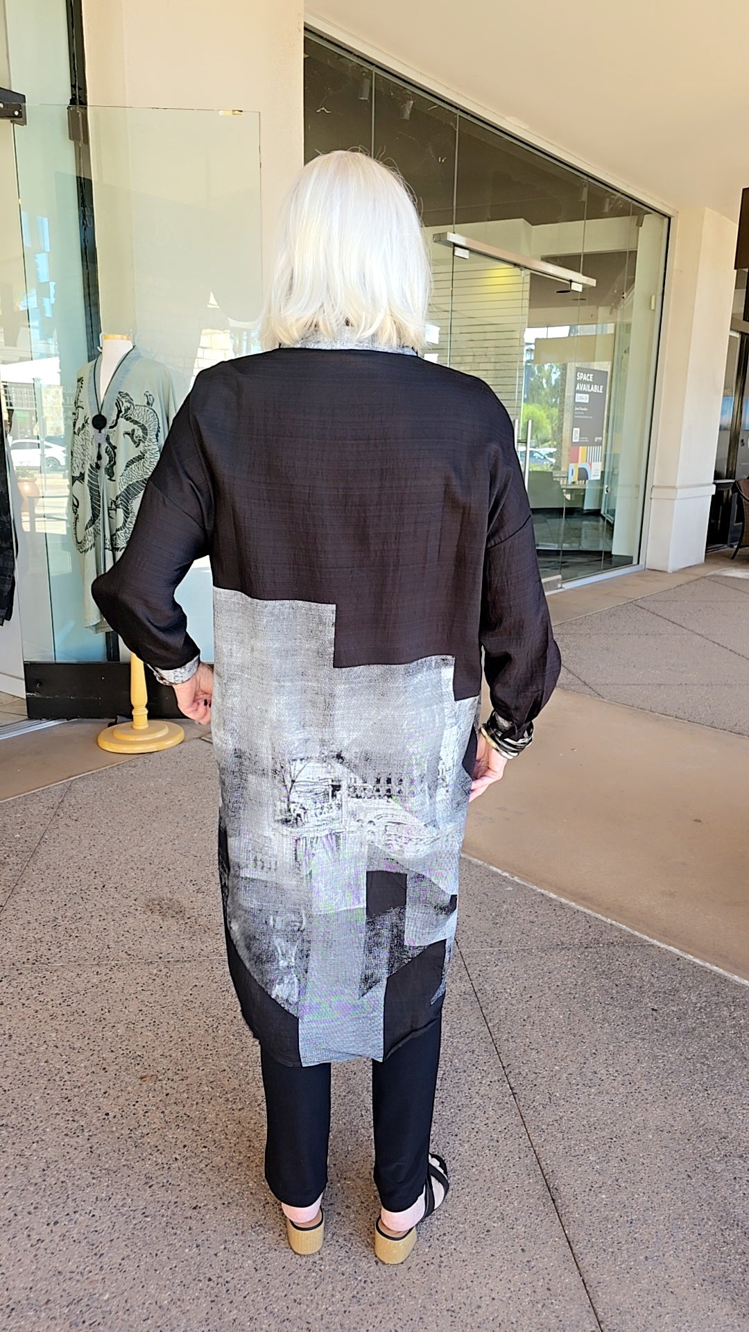 Terra Black/Grey Long Dress/Kimono T2642