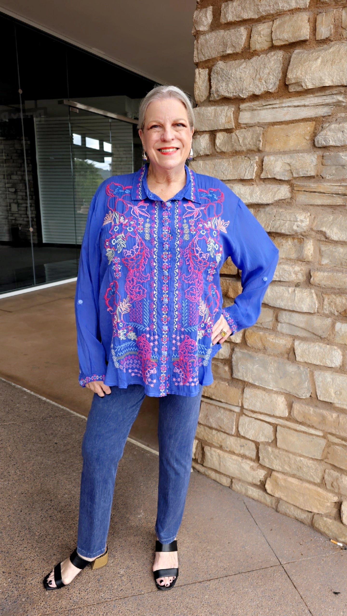 Johnny Was Clematis Blu Luisa Shirt C18425-E