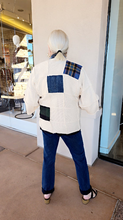 Shannon Passero Cream/Denim Knit Valley Patch Sweater 5568