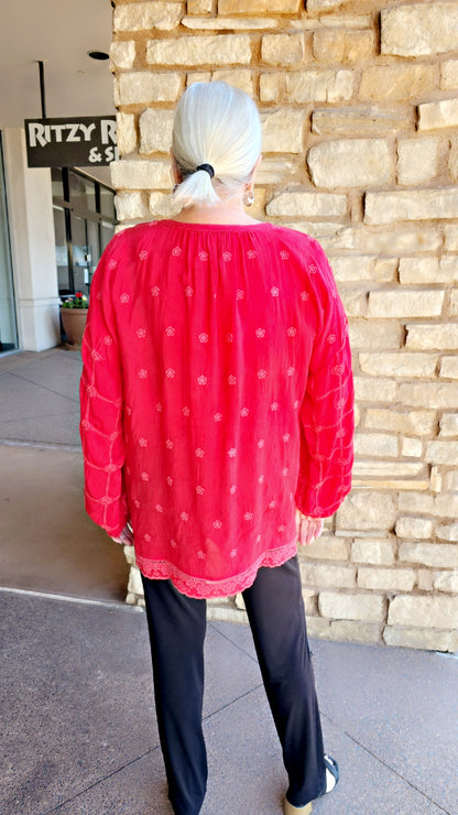 Johnny Was Red Margot Patchwork Blouse C18825-O