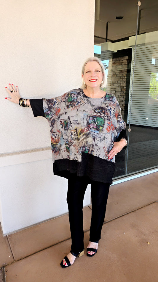 Inoah One Size Artsy Oversized High Low Tunic T1597WK5AF06