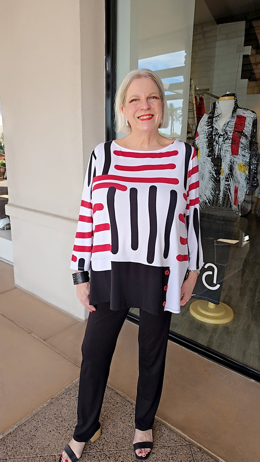 Lemongrass Garden Rose 3/4 Sleeve Pullover Style Top S6KT4220