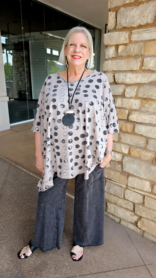 Cotton Lani Oversized Clay Print V-Neckline Tunic MN715