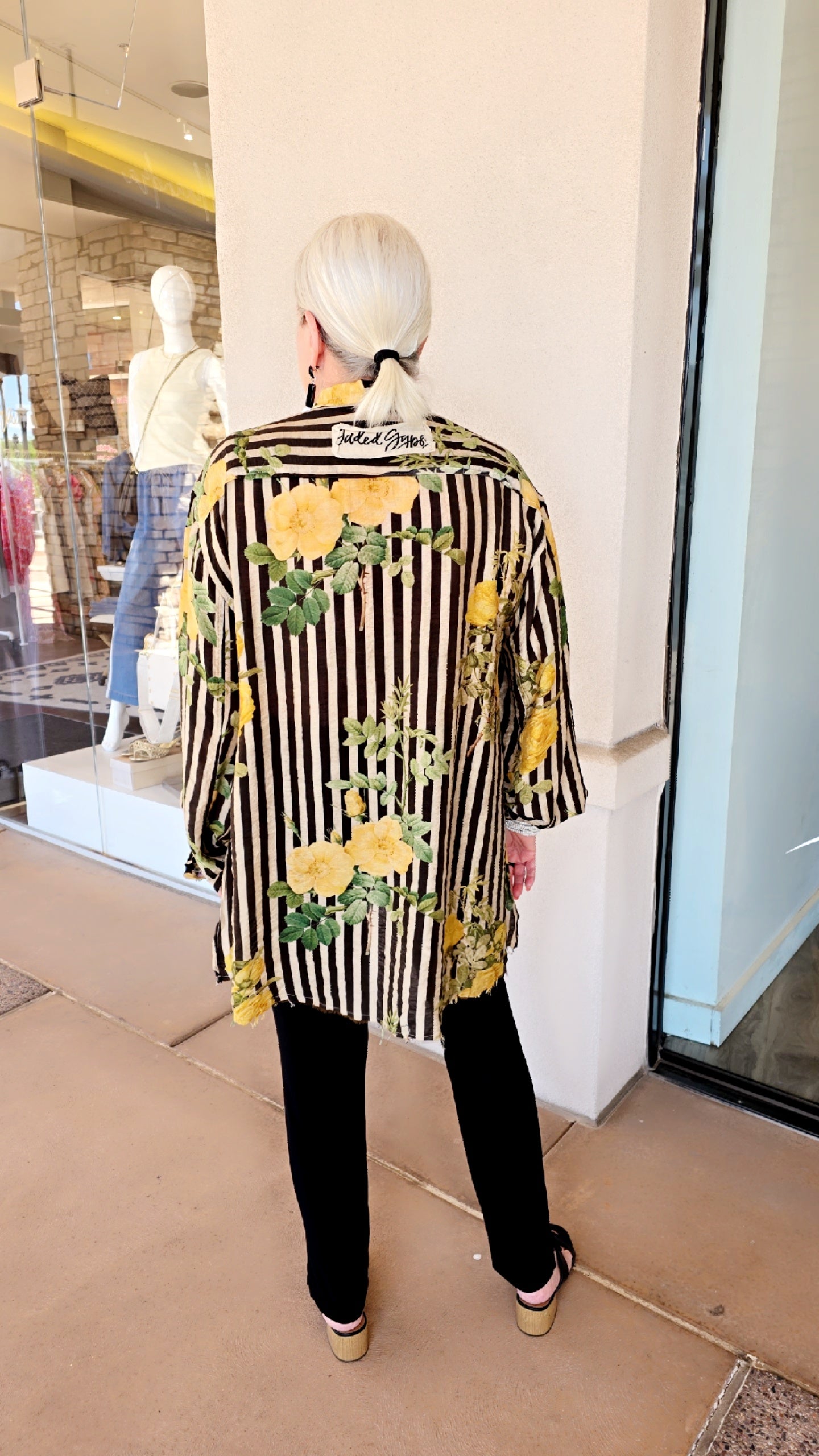Jaded Gypsy Striped Floral Button Shirt Star Dreamer
