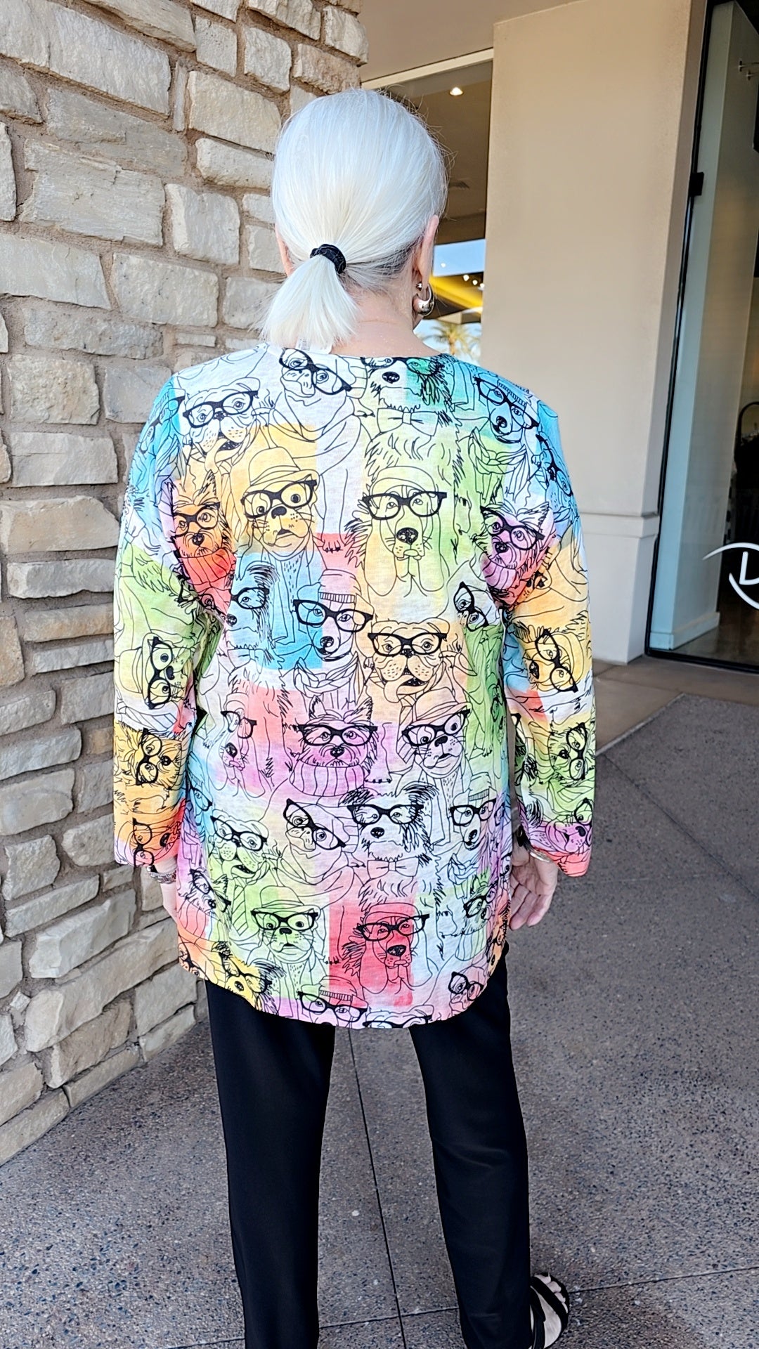 Et' Lois Plus Size Dog in Glasses Honey Top C3140-1265