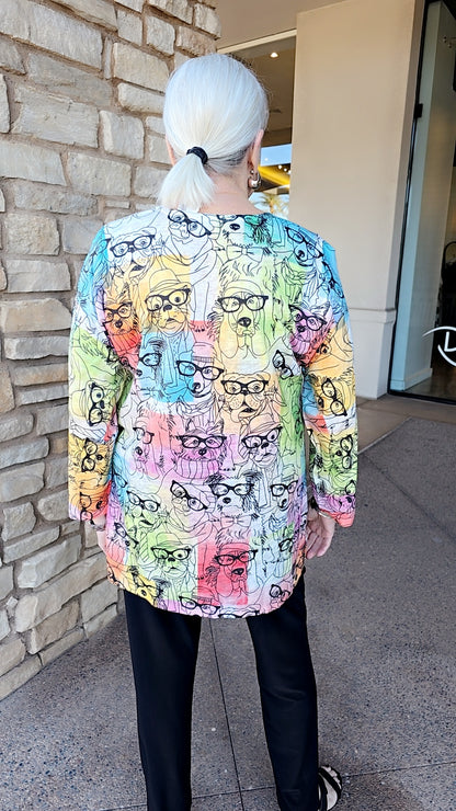 Et' Lois Plus Size Dog in Glasses Honey Top C3140-1265