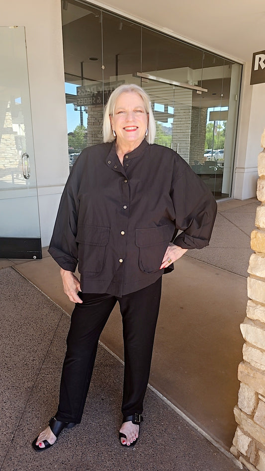 Urban Black 2 Pocket Button Front Blouse UT610B