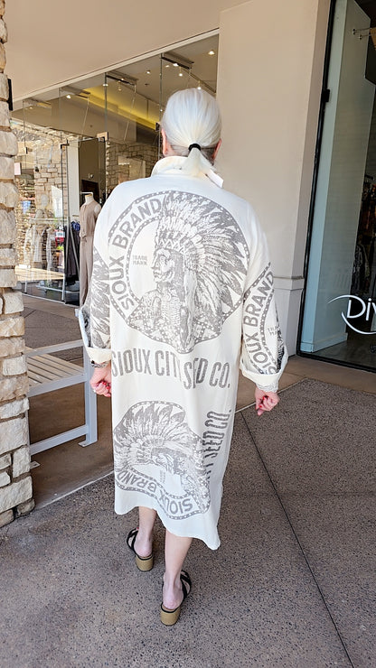 Jaded Gypsy Cream/Grey Never Ending Fields Duster JG-5233