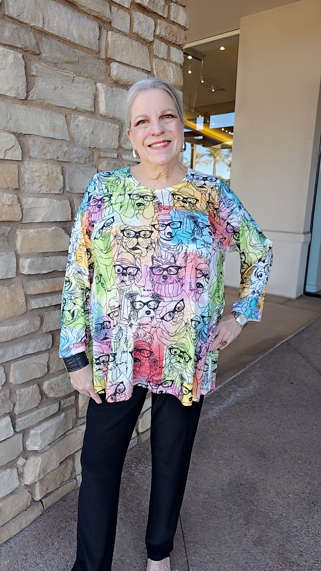 Et' Lois Plus Size Dog in Glasses Honey Top C3140-1265