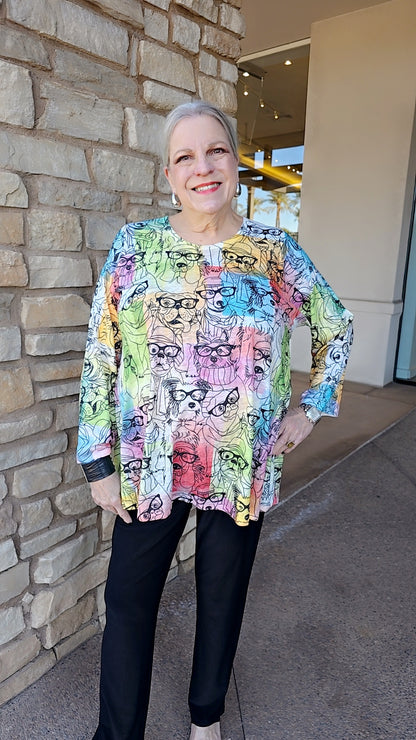 Et' Lois Plus Size Dog in Glasses Honey Top C3140-1265